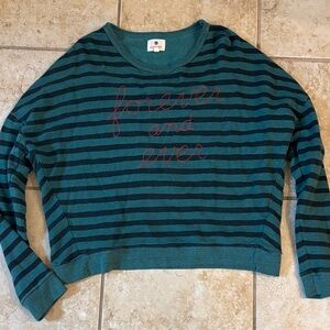 Sundry Anthropologie Teal and Black pullover. Sz 1. Small. Crop